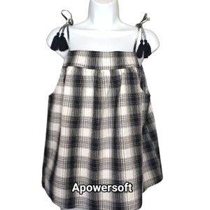 Black & White Plaid Seersucker Babydoll Top